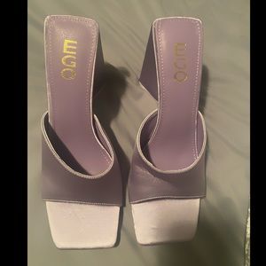 Sold Lavender satin slip on heels: never worn